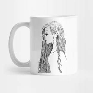 long hair cartoon girl Mug